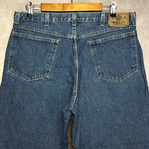 Wrangler Mens Nylon Leg Field Blue Jeans size 34x30 Denim Brush Work Pants - Picture 2 of 10